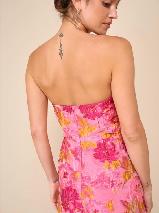 Lulu's Strapless Pink and Yellow Floral Mini Dress - Picture 2 of 5